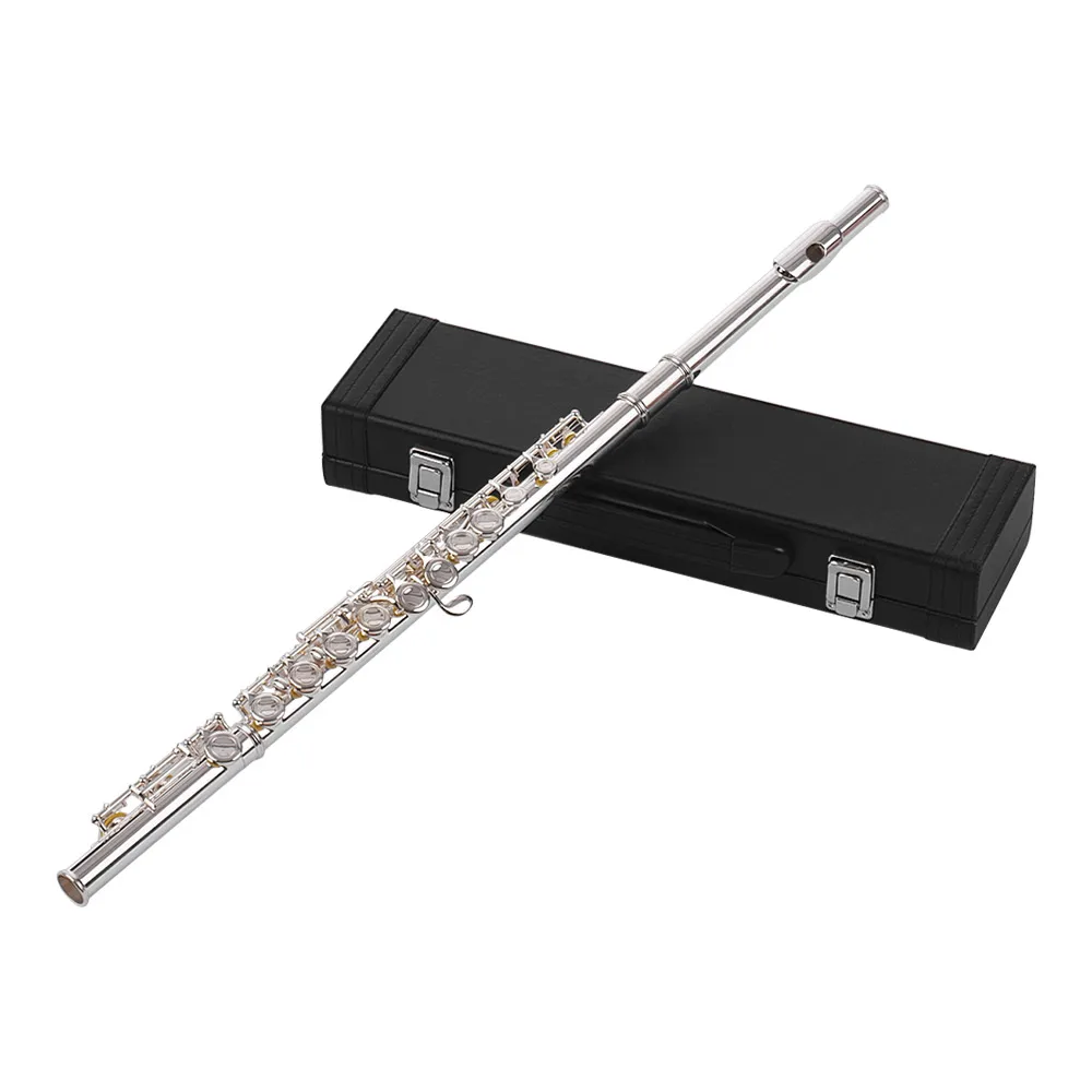 

Muslady Woodwind Instrument 16 Holes Closed Hole Flute C Key Concert Flutes Cupronickel Silver Plated