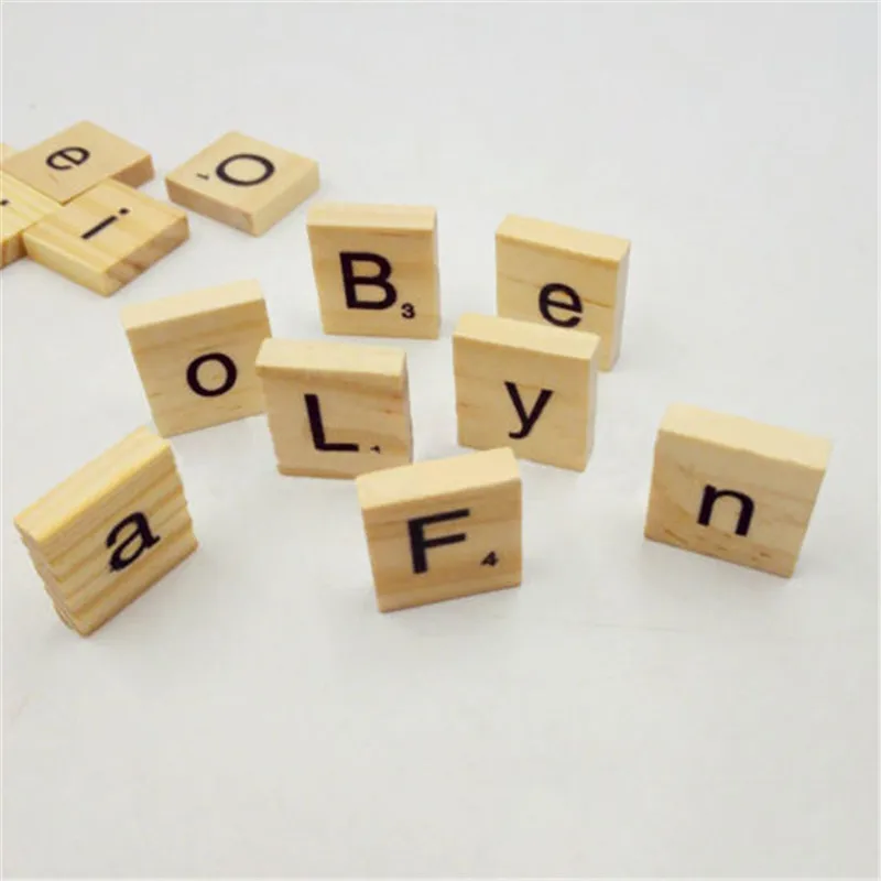 DIY креативный 100 Деревянный Алфавит Scrabble плитка черные буквы цифры для доски