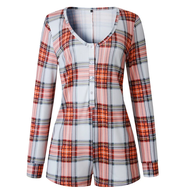 Women Jumpsuit Romper Trousers Shorts Plaid Playsuit Bodycon Long Sleeve Tops Clothing Christmas Fashion Party | Женская одежда