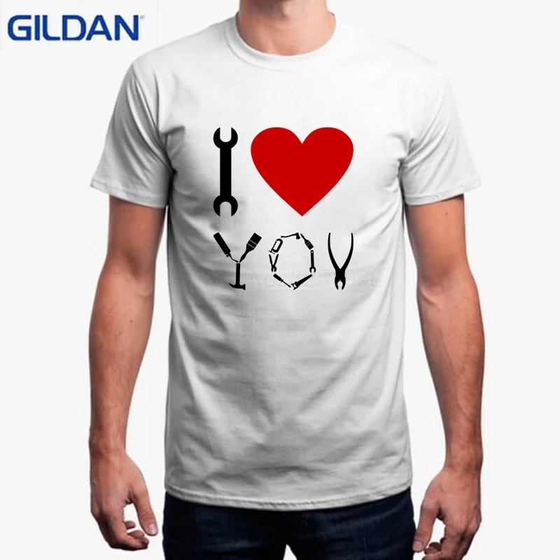 Забавная футболка с принтом для Для мужчин короткие Camisetas Bordadas я люблю Diy Футболка