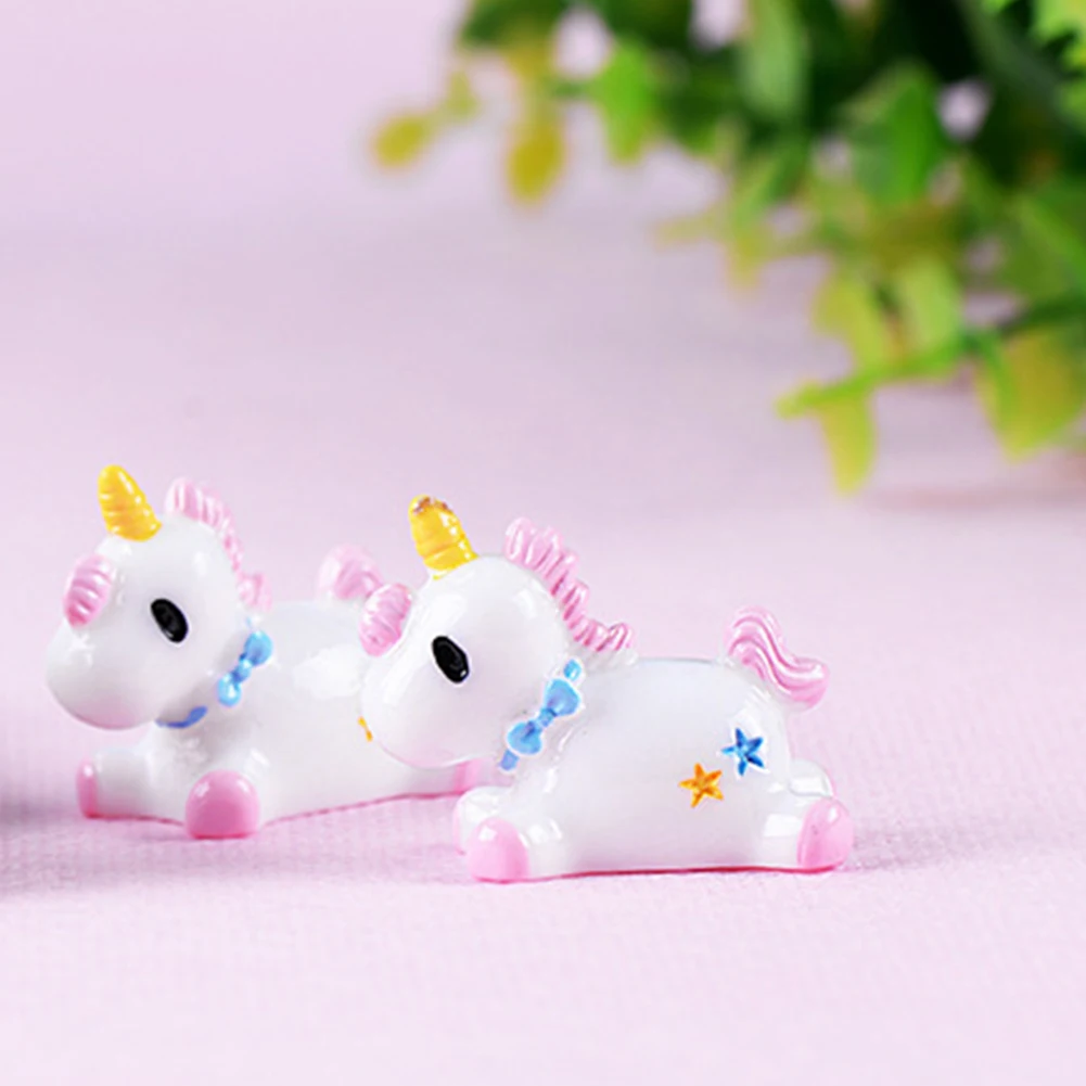 4 шт. полимерная Статуэтка единорога модель DIY микро Ландшафтный аксессуар торт
