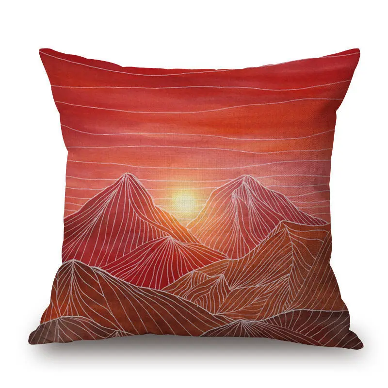 18x18 Home Cotton Linen Waist Cushion Pillw Case Cover Mountain Soft Room Gifts Single Sides Printing | Дом и сад