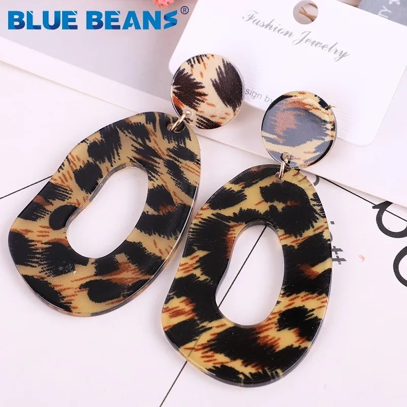 2019 Горячие ZA ювелирные изделия boho Акриловые Leopard овальные длинные висячие серьги