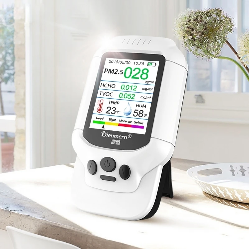 Монитор качества воздуха Hcho Pm1.0 Pm2.5 Pm10 детектор Tvoc Измеритель температуры и