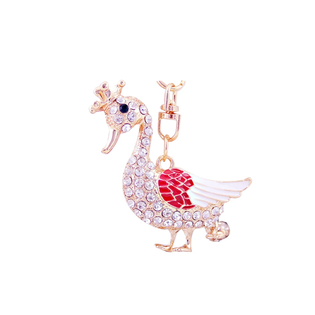 1pcs Duck Rhinestone Keychain Charming Cute Hanging Car Keyring Purse Bag Pendant Decoration Random Color | Автомобили и