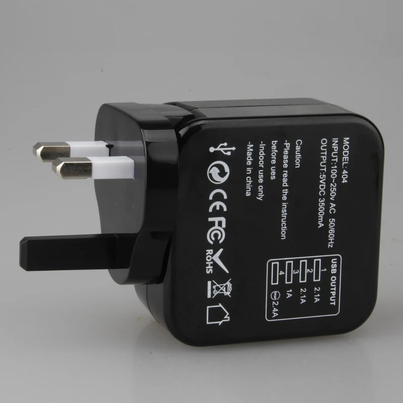 Универсальный дорожный адаптер для зарядного устройства с 4 usb разъемами