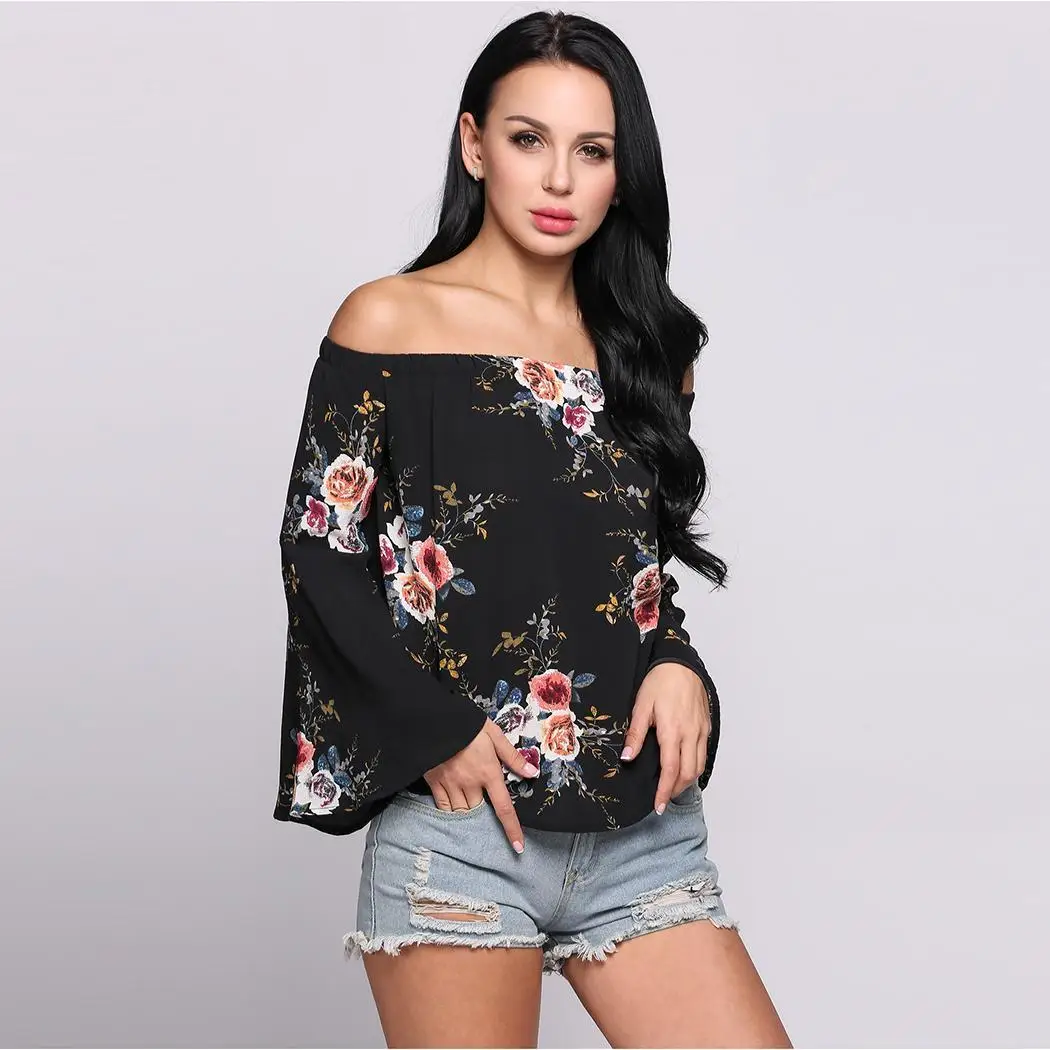 Цветочный принт с открытыми плечами Slash средства ухода за кожей Шеи весна лето