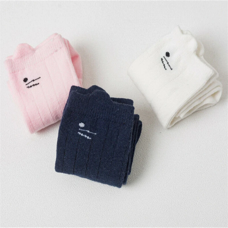 Милые колготки до колена для маленьких девочек хлопковые чулки с мультяшным