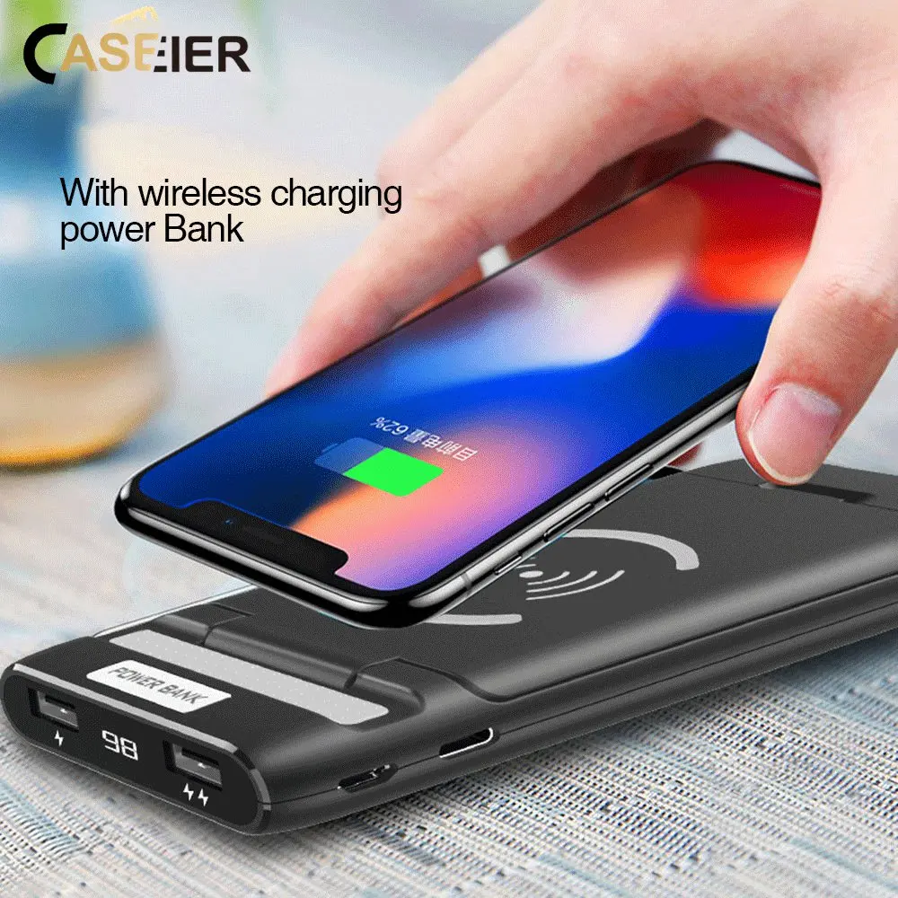 CASEIER 3 в 1 10000 мАч Внешний аккумулятор для iPhone Универсальный двойной USB порт