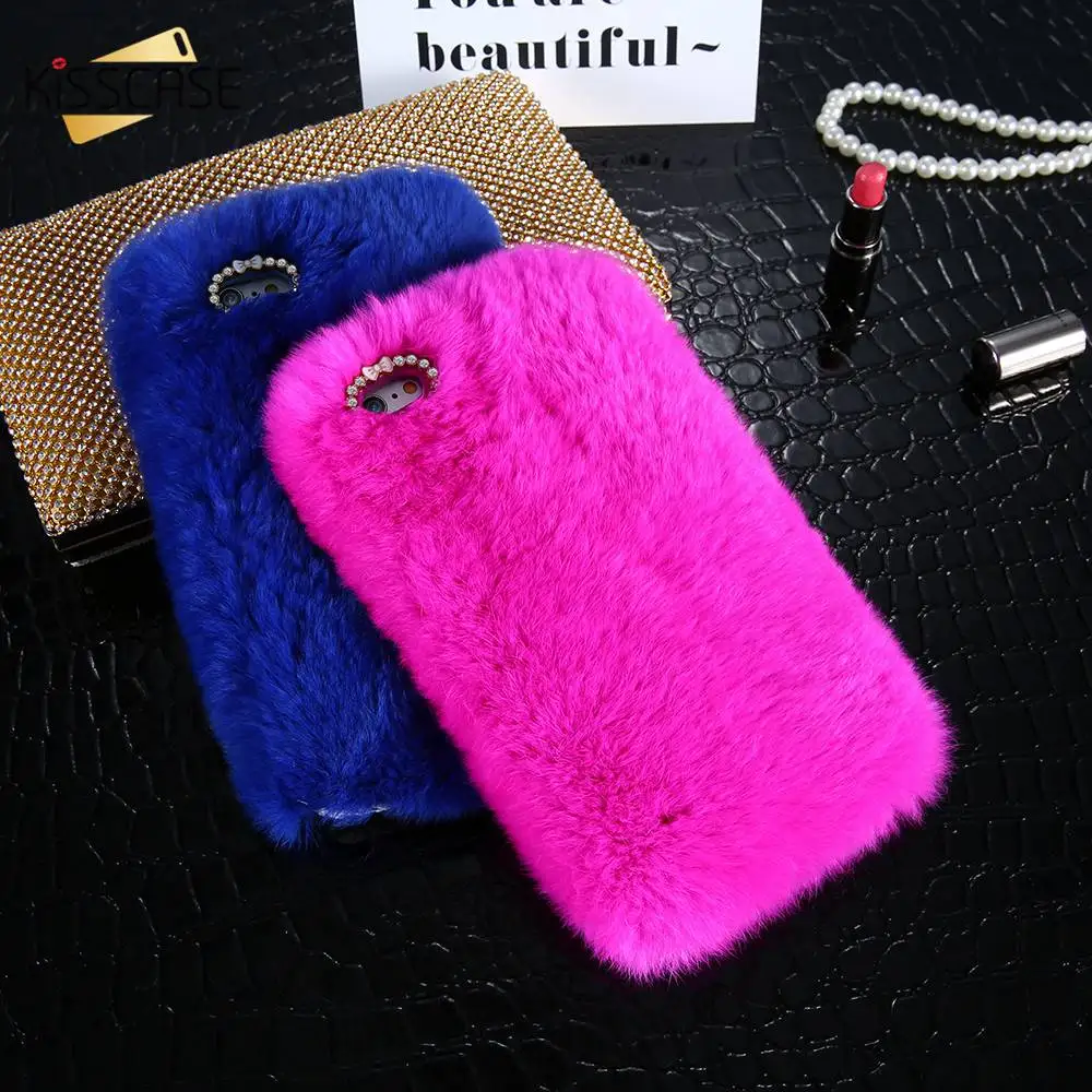 KISSCASE новые чехлы из кроличьего меха для Samsung Galaxy Note 8 5 4 S7 S6 Edge чехол iPhone X 7 6 6S Plus 5S SE