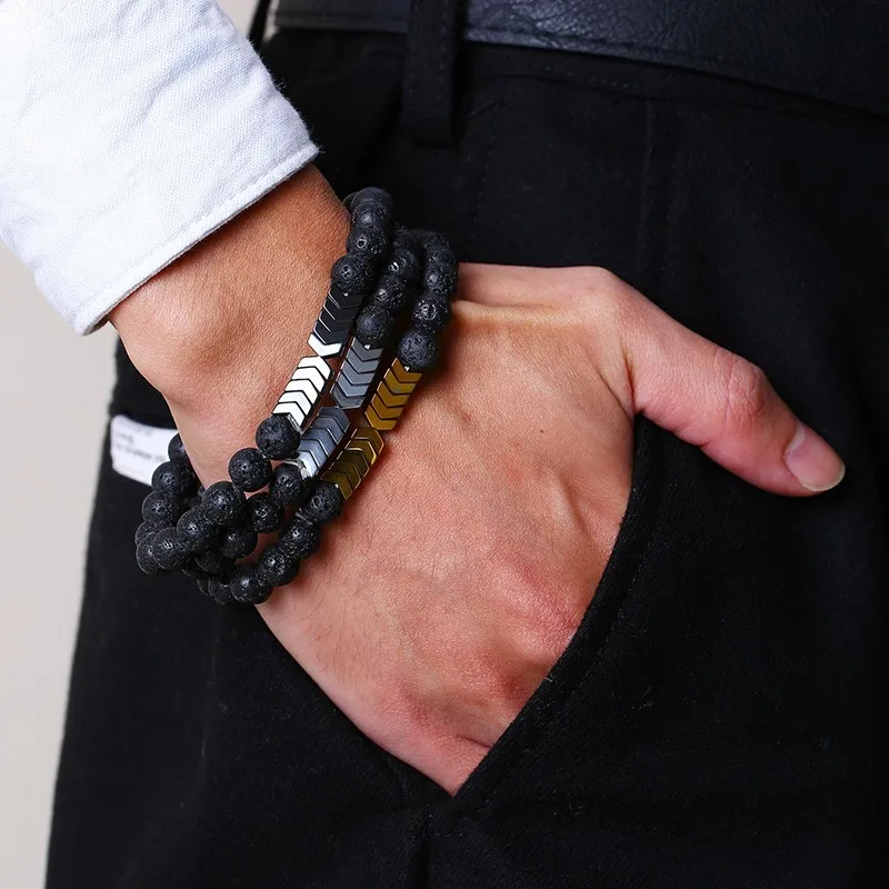 Черный камень из вулканической лавы эфирное масло диффузор браслеты браслет для
