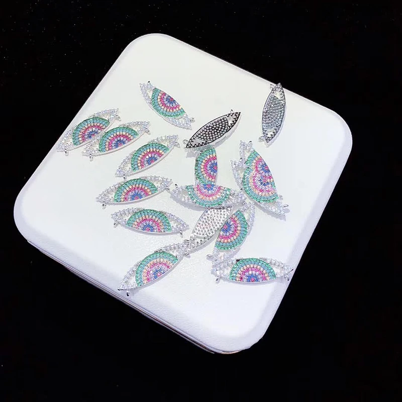 6PCS ZYZ-N9575 Colorful Cubic Zirconia Micro Pave CZ Zircon Eye Pendant Necklace | Украшения и аксессуары
