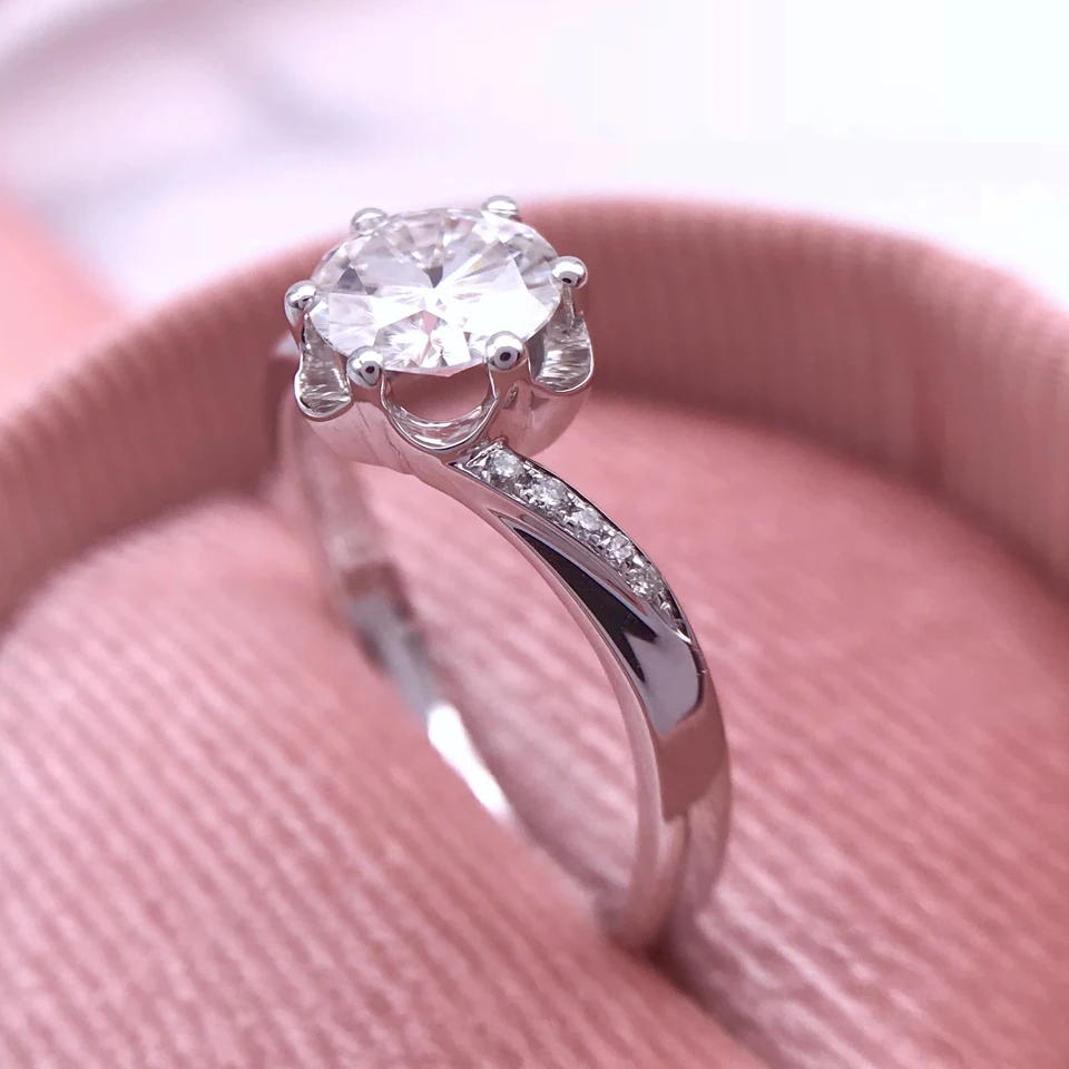 Обручальные кольца 0 8ct Charles Colvard Moissanite бесцветные с мусанитом из чистого 18