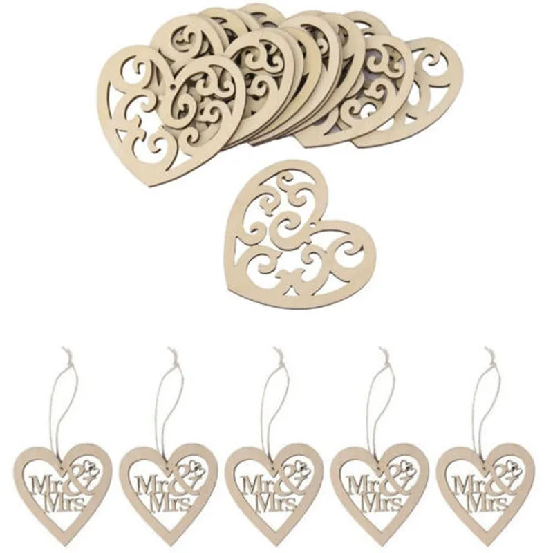 

Wooden Heart Shape Ornament Tree Hanging Pendant Home Room Decor Valentine's Day