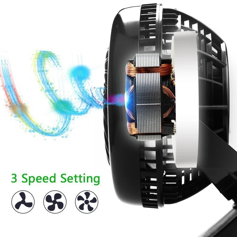 USB Fan Mini Clamp Desktop Silent 360-degree rotating fan Rechargeable Battery and 2600mAh for Cart 4.9 Feet | Бытовая техника