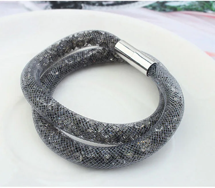 Женский двойной браслет с кристаллами Сваровски 9 цветов|Гибкие браслеты| |