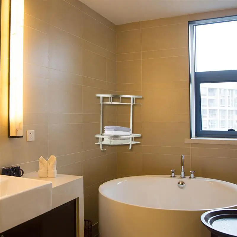 2 слойная полка для ванной стеклянная комнаты настенный шампунь аксессуары