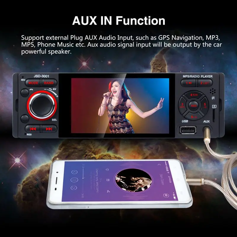 Сенсорный Bluetooth Автомагнитола 1 Din Зеркало Ссылка стерео аудио Mp5 видео плеер Usb Mp3