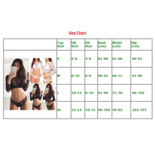 Mesh Fishnet Outfits 3pcs Women Ladies Long Sleeve See Through Crop Top T-Shirt Panties Set Sexy Party Clothing | Женская одежда