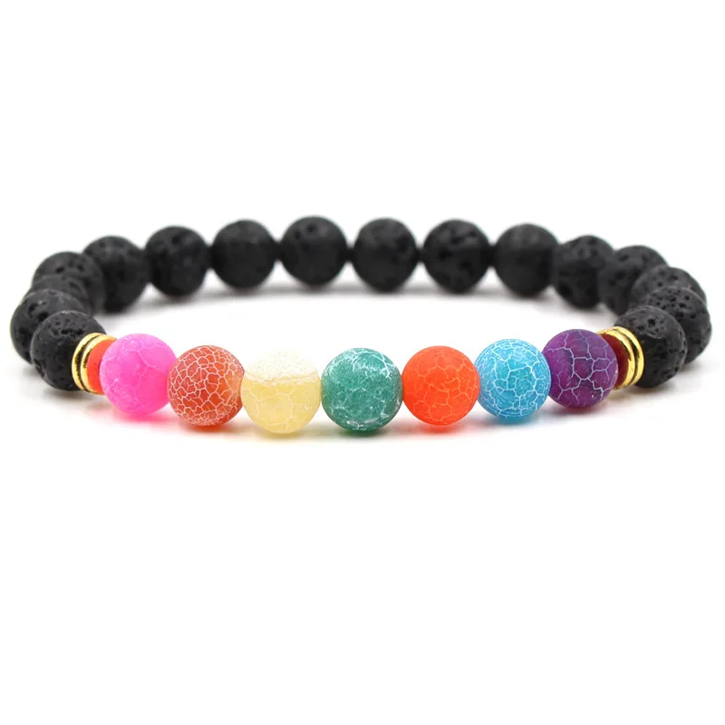 Natural Stone Weathering black Chakras Yoga Elastic Bracelet For Beads Bracelets Women Men Trendy jewelry bijoux femme 2019 | Украшения и