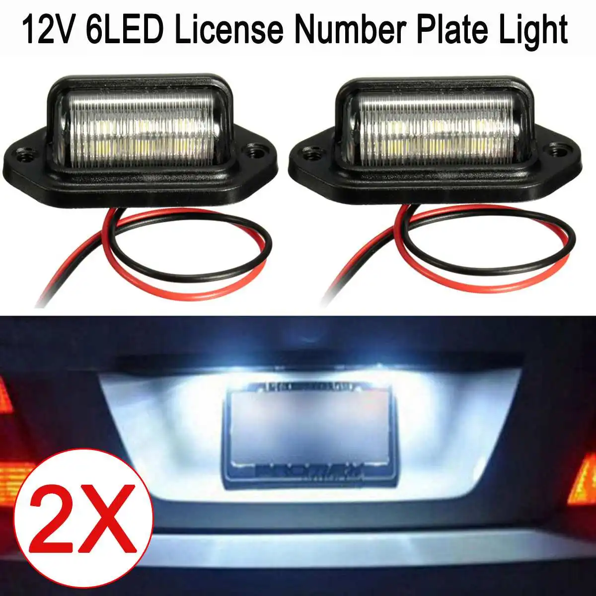 

2Pcs 12V LED Number License Plate Light for Car Boats Motorcycle Automotive Aircraft RV Truck Trailer Exterior Lamps