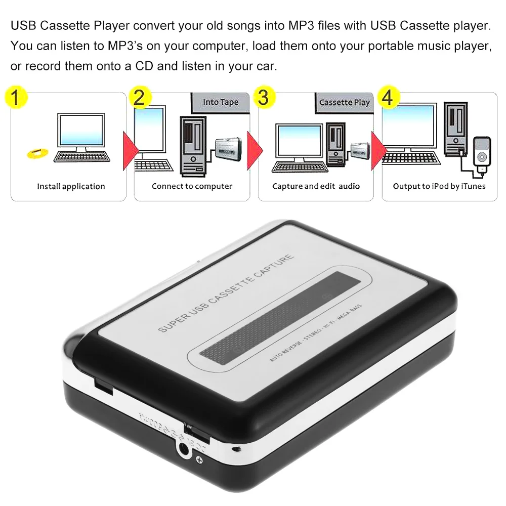 Ezcap USB кассета захвата кассеты ленты к MP3 преобразователь в компьютер стерео HiFi