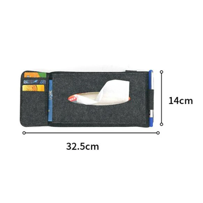 Car Styling Case Sun Visor Type Wool Felt Hanging Tissue Box Napkin Holder Pocket Organizer Pouch Card Storage | Автомобили и