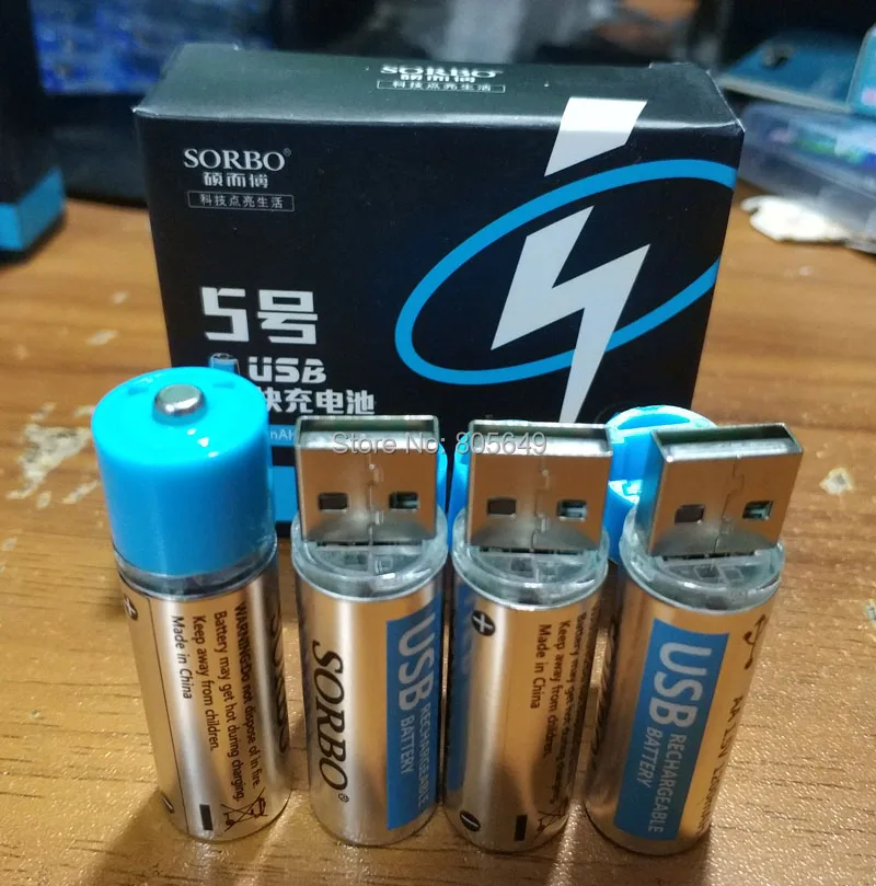 Перезаряжаемый литий ионный USB кабель SORBO 1 5 в AA 1200 мАч|Перезаряжаемые батареи| |