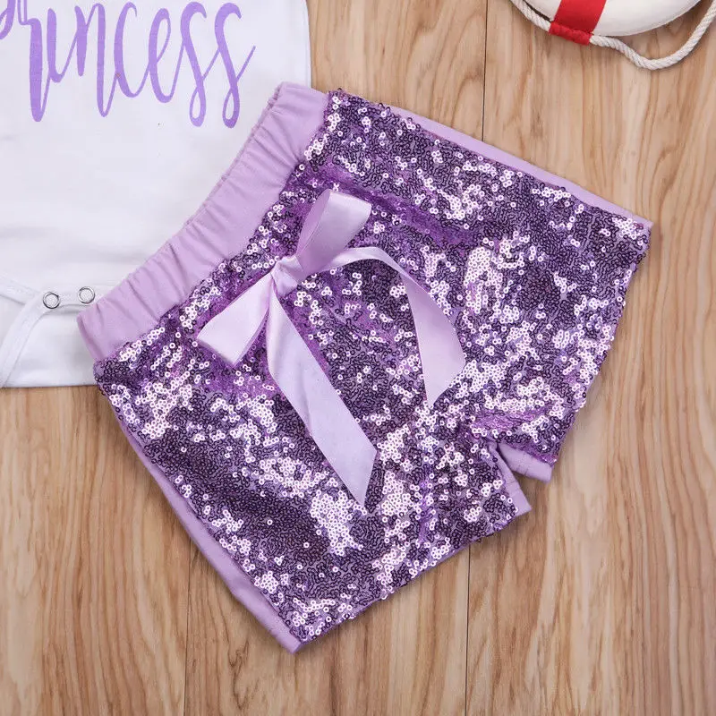 Комбинезон принцессы для новорожденных девочек комбинезон + шорты с пайетками