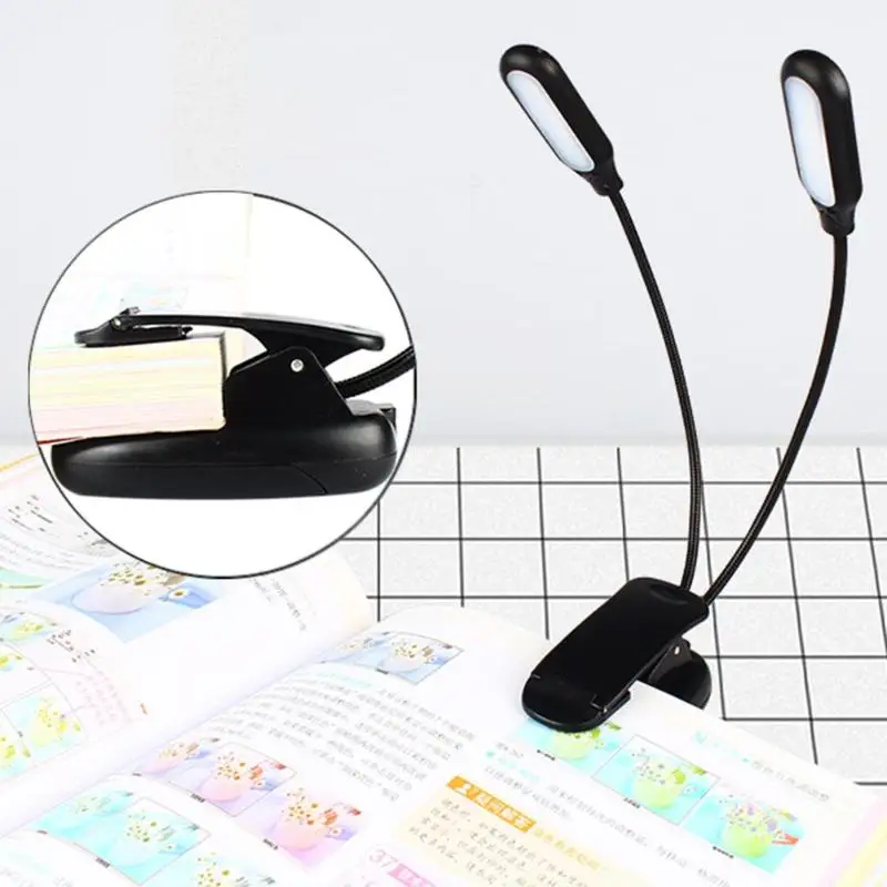 Двойная головка 10 светодио дный прикроватная Подставка on Book Light Dorm Eye Protect лампа