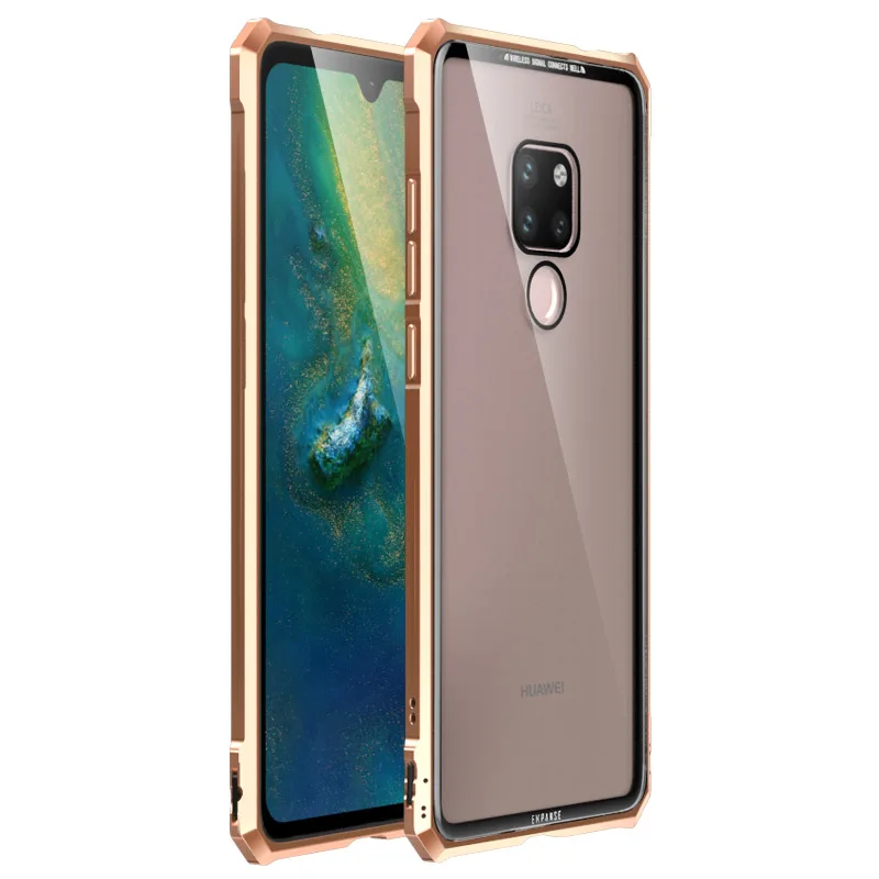 Huawei Mate 20 Lite Bumper Mate20X Phone Cases Aluminum Metal Frame with Clear Tempered Glass Back Cover for Pro |