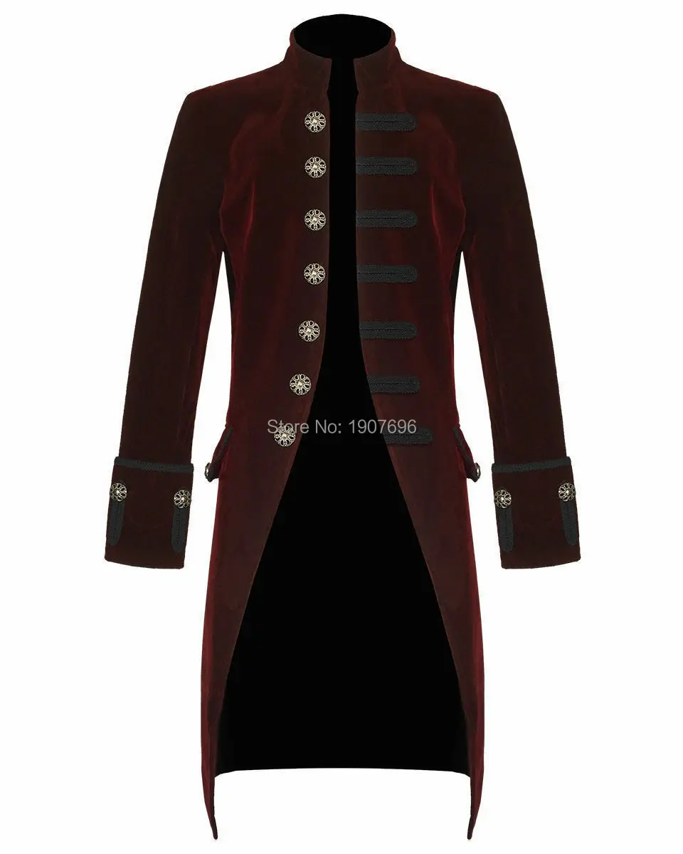 Для Мужчин's Steampunk Man фрак Ретро длинная туника куртка певца Однобортный черный
