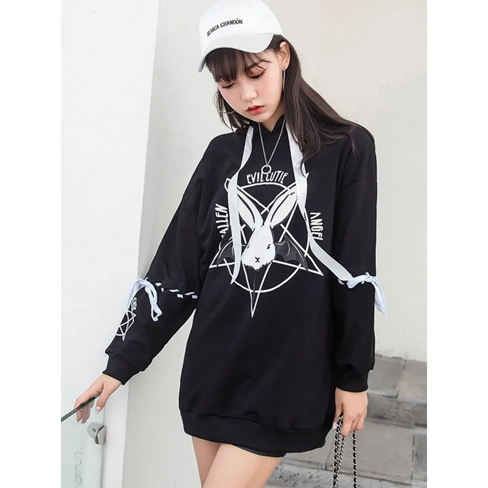 Женская толстовка с капюшоном Goth Повседневная Толстовка в стиле хип-хоп OL панк