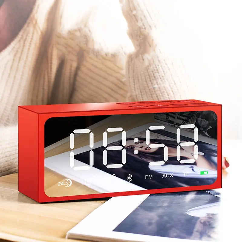 2 в 1 цифровой будильник LED зеркало беспроводной bluetooth динамик HIFI тяжелый бас