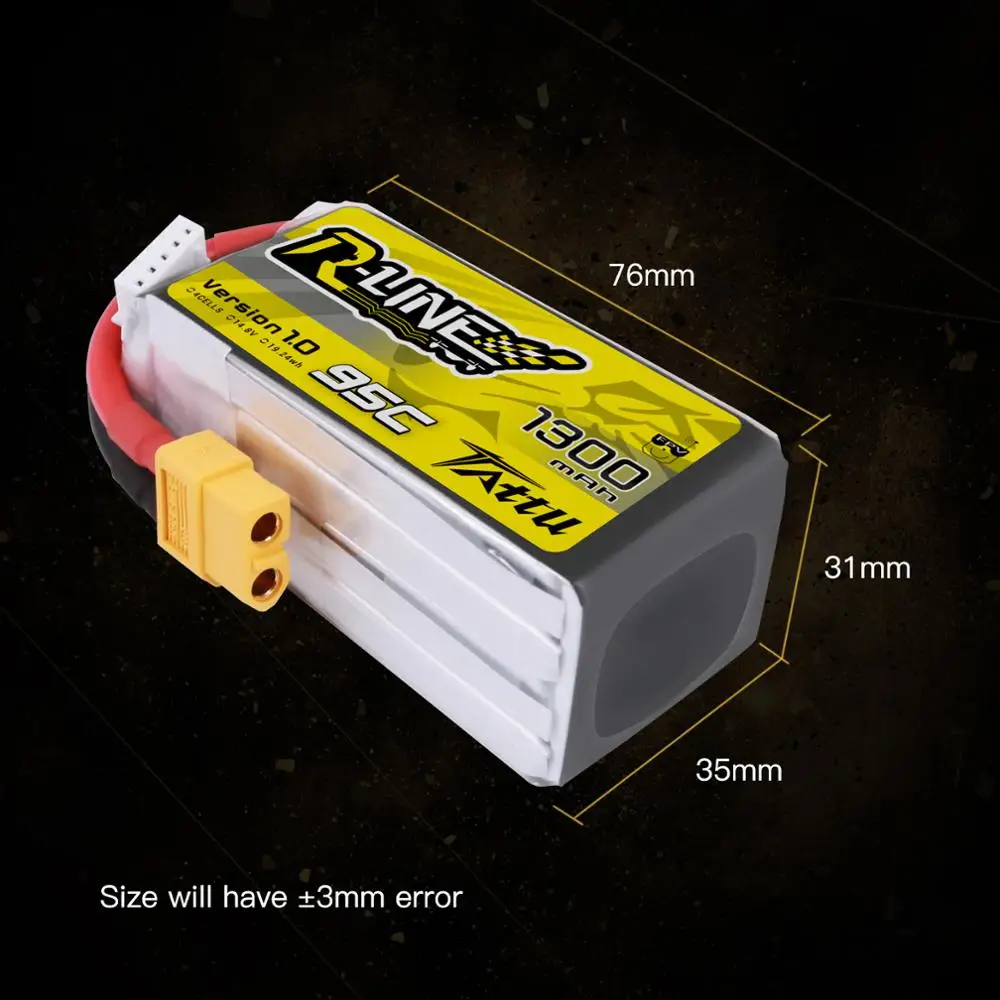 Гоночный аккумулятор Tattu 95C 14 8 V 1300mAh Lipo 4S XT60 разъем для FPV гоночного дрона RC