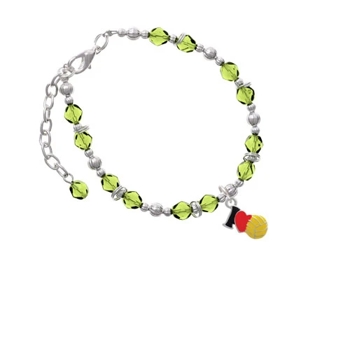 Я люблю водное поло красное сердце лайма с зеленым бисером браслет| |