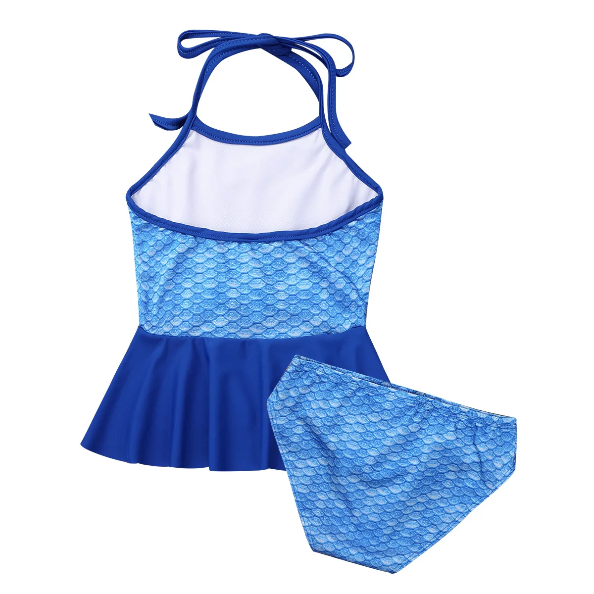 TiaoBug/детский синий купальный костюм для подростков топы с баской принтом русалки