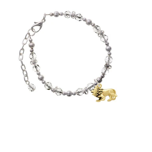 Браслет Goldtone 3 D Lion из прозрачных бусин| |