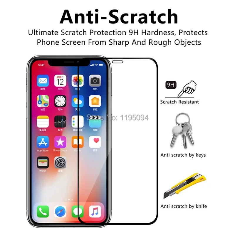 Полное покрытие закаленное стекло для iPhone X XS 11 Pro Max XR 7 8 Защита экрана 6 6S Plus 5 5S