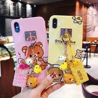 japan cute relax kuma bear charms phone case for iphone11 xs max 6s78plus xr se2020 imd glossy soft tpu body shell protection