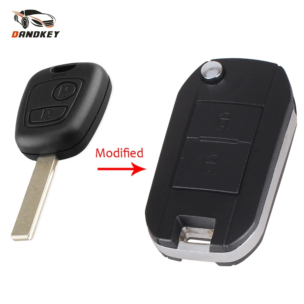 Dandkey Складной автомобильный флип брелок для Citroen C2 C3 Xsara 307 107 607 407 с двумя