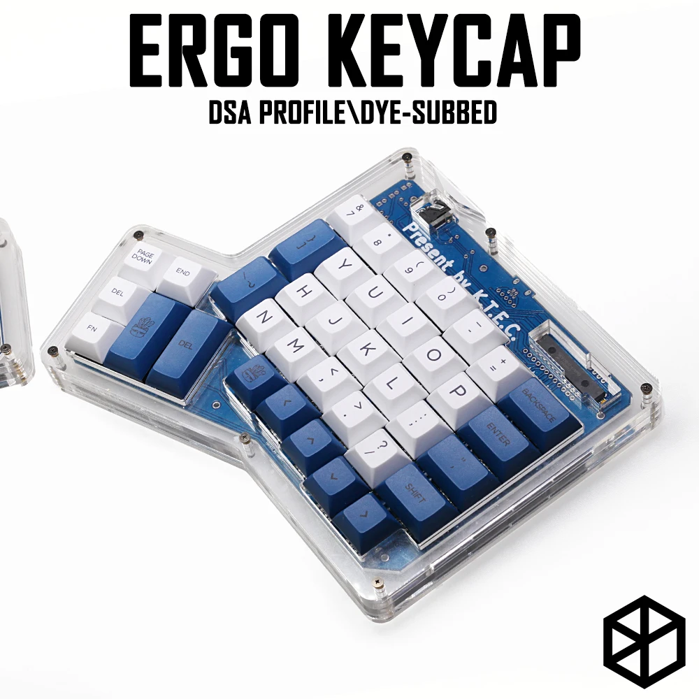 

dsa ergodox ergo pbt dye subbed keycaps for custom mechanical keyboards Infinity ErgoDox Ergonomic Keyboard keycaps white blue