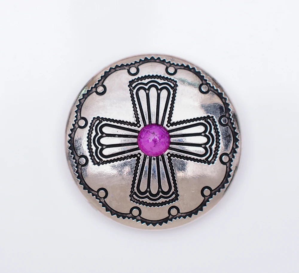 10pc 29MM Silver PURPLE Bead Windwill Cross Engraved DIY Craft Saddle Conchoes Screw Back | Украшения и аксессуары