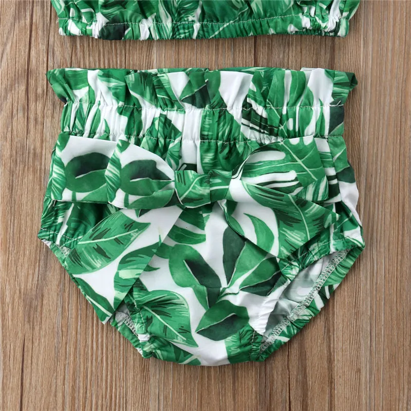 3PCS Toddler Baby Kids Girls Bathing Suit Swimsuit Floral Strap Crop Tops Shorts Headband Outfits Beach Set | Спорт и развлечения