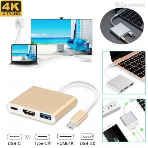 Тип C на HDMI адаптер 3 в 1 взаимный обмен данными между компьютером и периферийными
