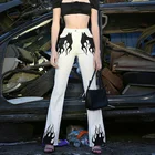 Женские расклешенные брюки с рисунком пламени, брюки с широкими штанинами и высокой талией, широкие брюки в стиле Харадзюку, OL