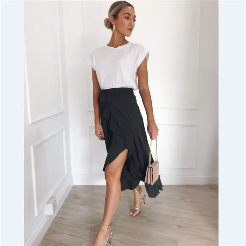 Лето 2018 kawaii boho bodycon Леопардовый принт высокая талия юбки женские миди леопардовая