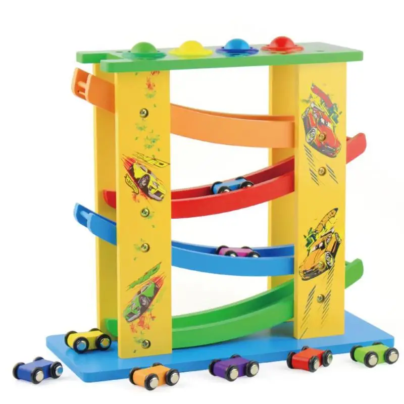 Детский деревянный Четырехслойный дорожный шкив горка автомобиль строительные