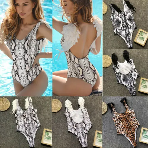 Сексуальный женский цельный леопардовый купальник пляжная одежда монокини с
