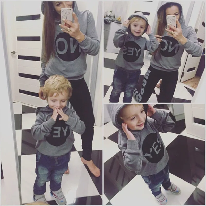 Одежда для всей семьи топ мамы и сына Детские Hoddies женская футболка большого